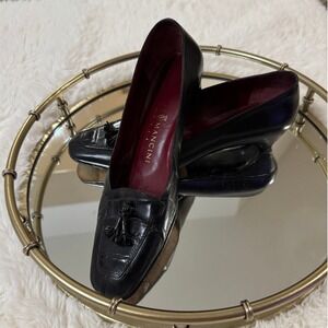RENE MANCINI Paris Made In Italy Black Leather Tassel Loafers EU 39 Quiet Luxury